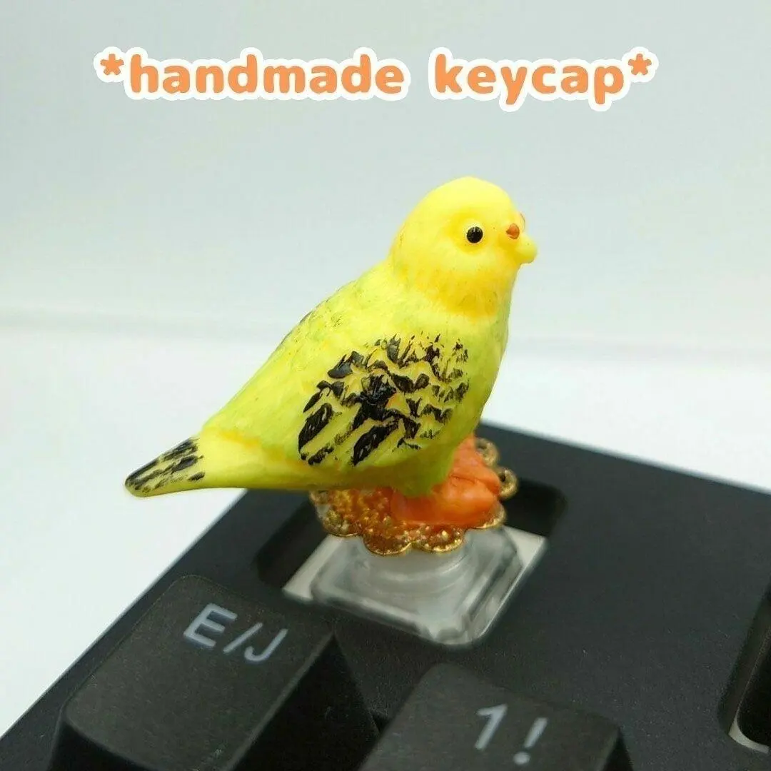 自作キーキャップ セキセイインコ イエローグリーン③ キートップ 　小鳥