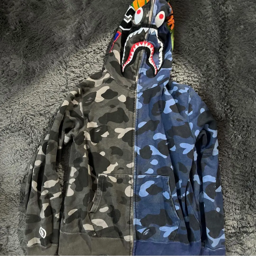A BATHING APE BAPE シャークパーカー ネイビー ブラック