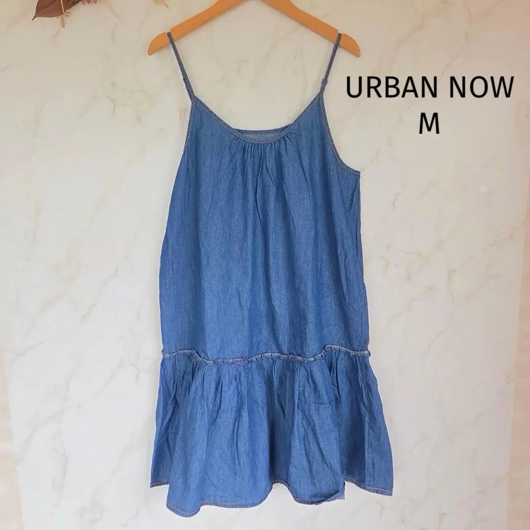 アーバンナウ URBAN NOW デニムキャミワンピース M 膝上丈 ブルー