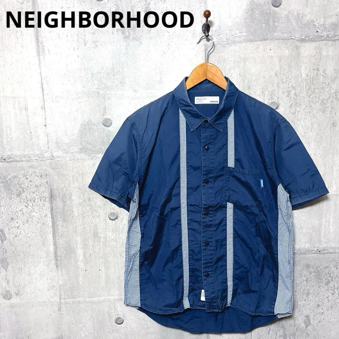 NEIGHBORHOOD ネイバーフッド チェック切替半袖シャツ M