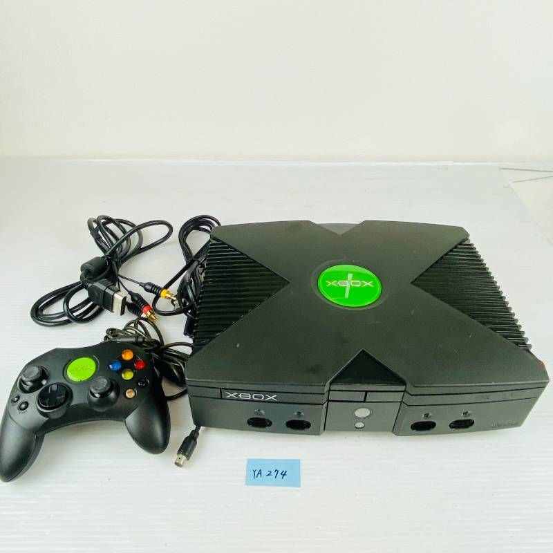 ◇YA274【すぐに遊べるセット】Xbox エックスボックス Microsoft マイクロソフト 本体 コントローラ ※コントローラのステックカバー破損・コードにべたつきあり 電源ケーブル AVケーブル セット 初期 初代Xbox 据置型ゲーム機 第6世代