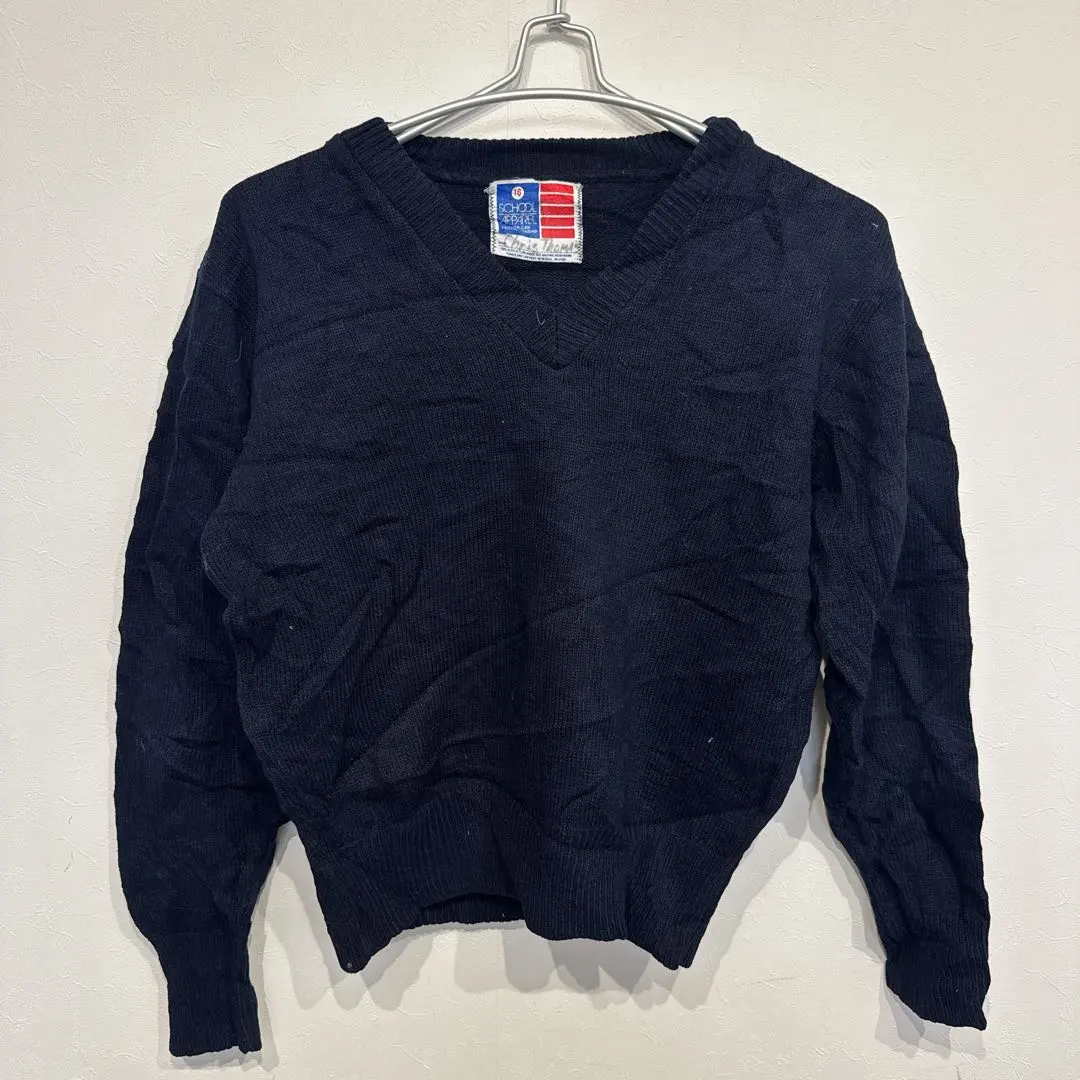 【S】SCHOOL APPAREL ネイビー Vネックセーター スクールアパレル