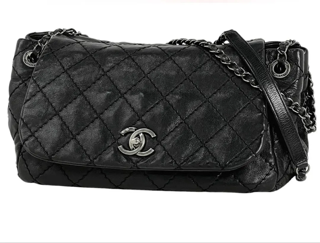 シャネル CHANEL ワイルドステッチ ショルダーバッグ ブラック 【中古】