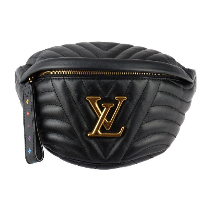 LOUIS VUITTON ルイ ヴィトン ニューウェーブ バムバッグ ウエストバッグ M53750 スムースカーフレザー ブラック ゴールド金具 ボディバッグ キルティング ビトン