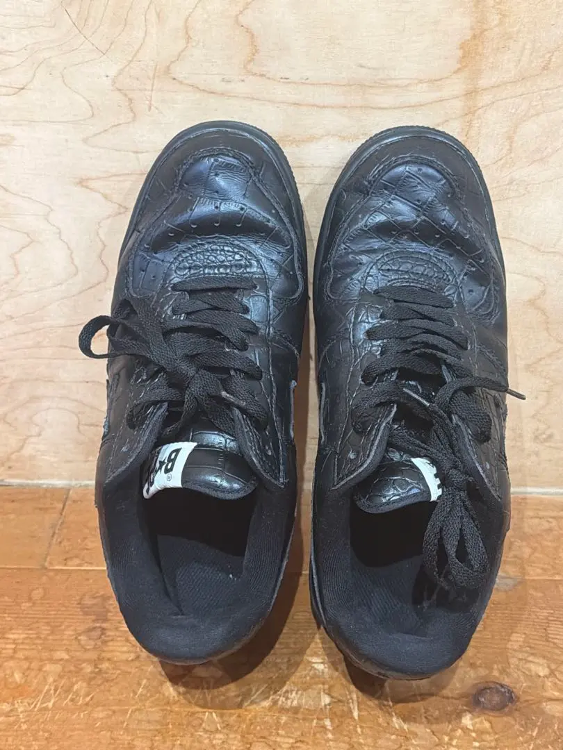 A BATHING APE クロコ型押し BAPESTA BK