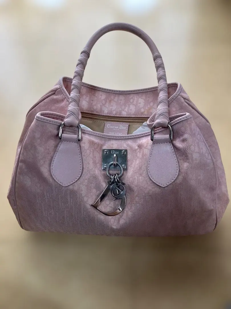 Christian Dior トロッター柄 ラブリー トートピンク 【中古】