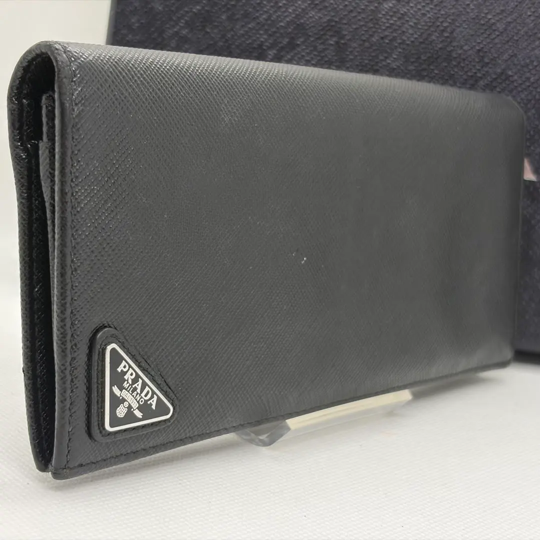 RFID搭載/美品✨️プラダ 長財布 折り財布 本革　サフィアーノ 三角ロゴ 黒