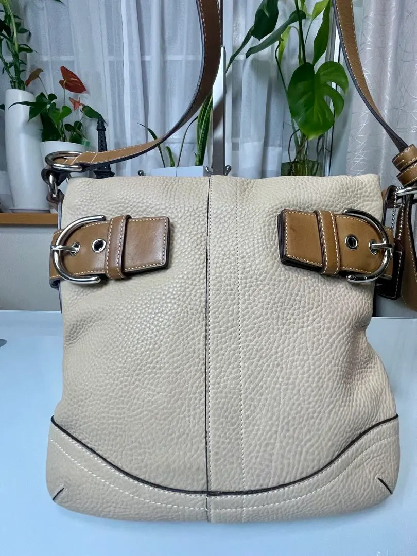 COACH コーチ レザー ショルダーバッグ ベージュ