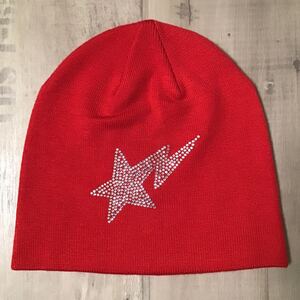 BAPE STA Crystal Stone BAPESTA Red a bathing ape BAPE STA Beanie knit cap swarovski w45