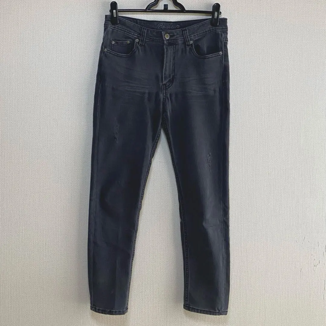 【ダブルネーム 】スキニーデニムパンツ ブラックデニムストレッチスリム M〜Ｌ
