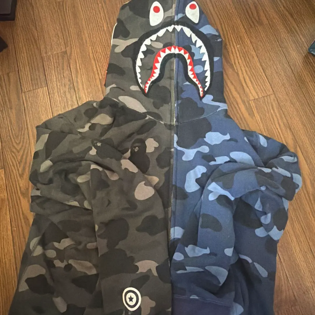 BAPE シャーク フルジップ パーカー 青黒 A BATHING APE L