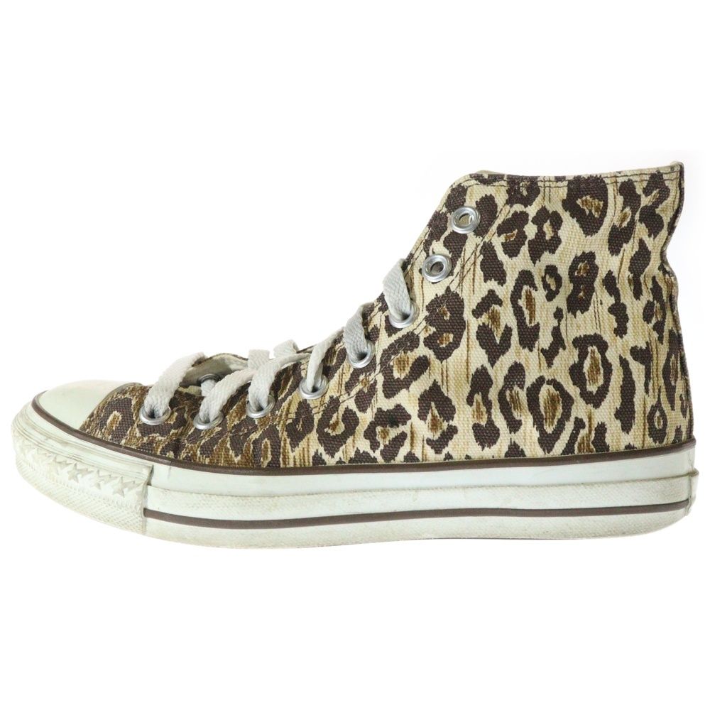 A BATHING APE (アベイシングエイプ) BAPESTA ヒョウ総柄キャンバスハイカットスニーカー レディース 24.5cm ブラウン FS-010