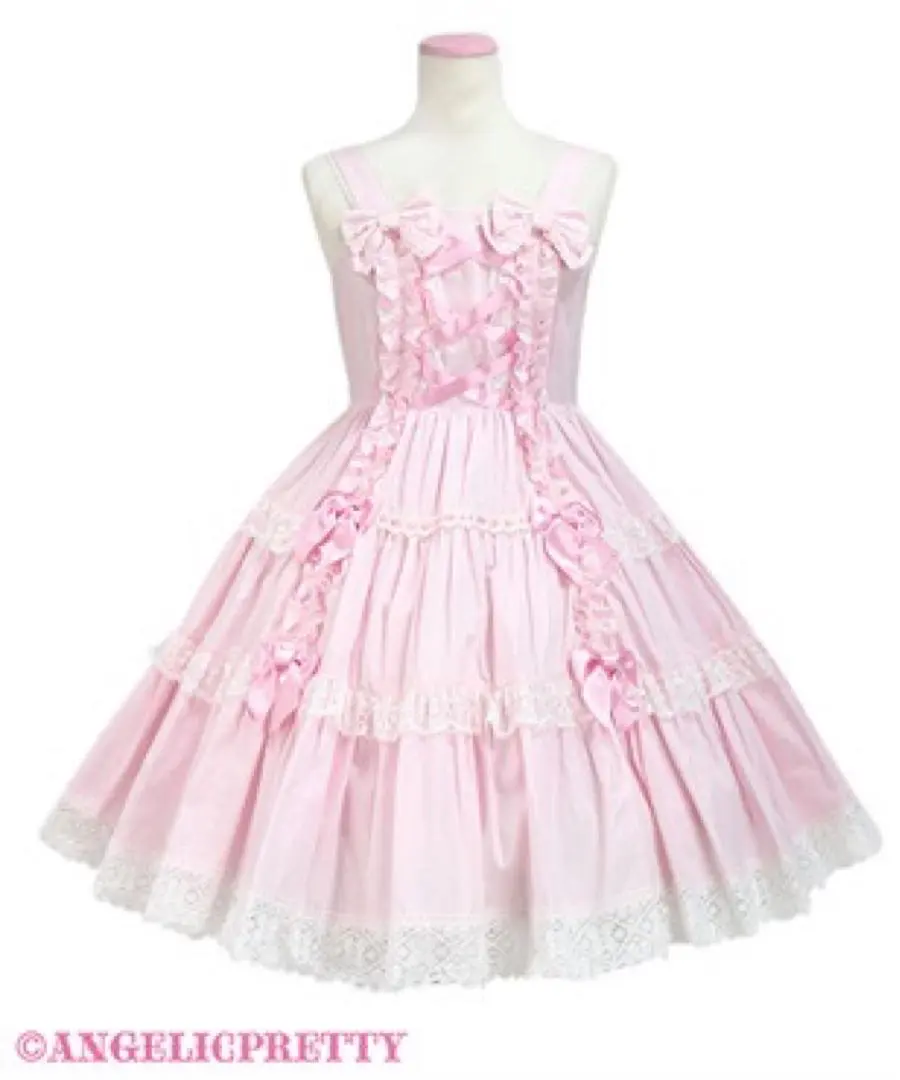 Angelic Pretty 肩リボンジャンパースカート JSKピンク ロリータ