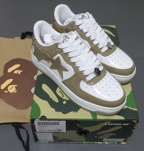 BAPE STA A BATHING APE Bape Sta Patent Leather White Khaki 26cm US8
